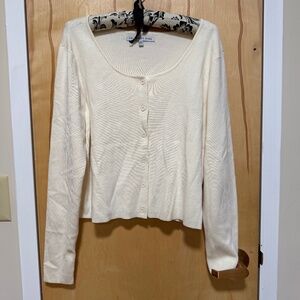 “Celebrity Pink” Cream Button Up Cardigan